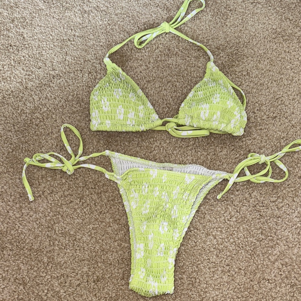 SHEIN Lime Green Crochet Bikini
